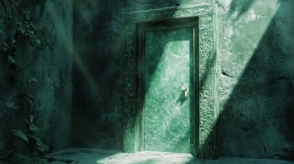 Wall Mural - Ancient Green Doorway in a Mysterious Ruined Chamber