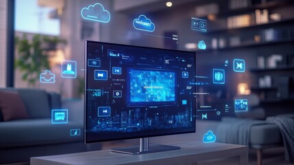 Smart Home Technology Interface Display on Modern Computer Screen