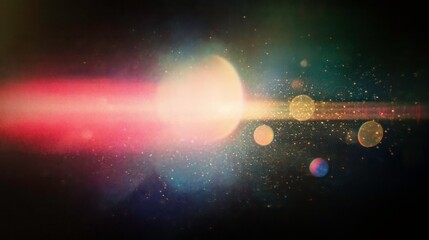 Wall Mural - designed film texture background with heavy grain, dust and a light leak real lens flare shot in stu