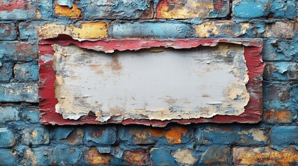 Sticker - Rustic Weathered Sign on Aged Brick Wall