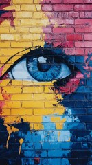 Poster - Eye-catching street art featuring a vibrant mural on a brick wall