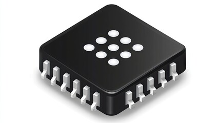 Canvas Print - a compact black integrated circuit chip with metallic connectors for electronic devices. ideal for e