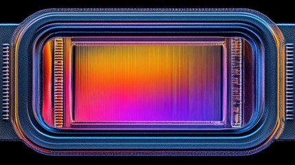 Wall Mural - vivid close-up of a sensor with vertical color gradients. ideal for tech backgrounds, website banner