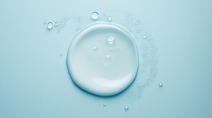 Aufkleber - A droplet of clear liquid on a light blue background, showcasing texture and bubbles.