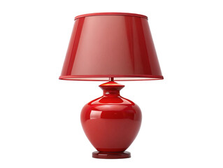 Red Table Lamps with Matching Shades - Elegant red table lamps with glossy ceramic bases and matching fabric shades, isolated on a white background for home decor.