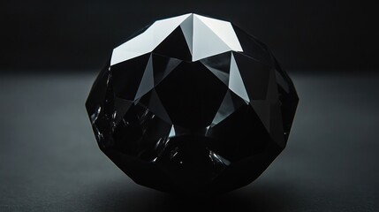 Poster - A faceted black crystal orb reflecting light against a dark background.