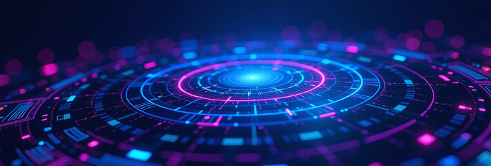 dark blue purple technology circles create futuristic digital landscape science universe