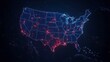 © florynstudio3 - Illuminated US map with glowing red dots indicating data points across states.