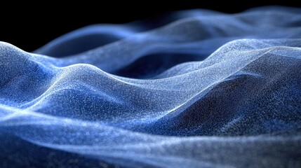 Wall Mural - abstract blue particle wave background. smooth flowing dotted hills. suitable for technology, scienc