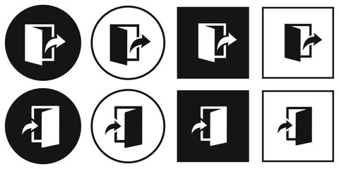 Wall Mural - exit enter icon set file direction doorway stroke outline icons element entrance emergency black whi