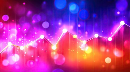 Wall Mural - vivid neon line graph on a vibrant bokeh background. ideal for presentations, reports, or website vi