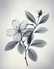 Wall Mural - Aesthetic botanical x-ray of Jasmine. white and grey