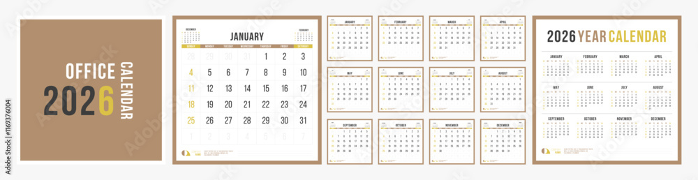 Office Calendar 2026, Calendar 2026 Office Yearly Planner Minimalist ...
