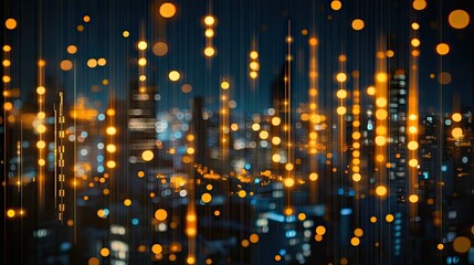 Wall Mural - abstract bokeh lights over blurred cityscape at night. futuristic technology background for innovati