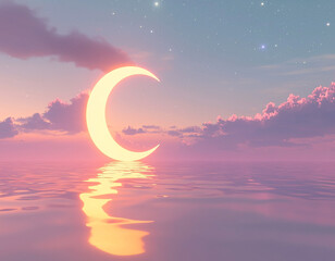 Wall Mural - Crescent Moon Sea Dream