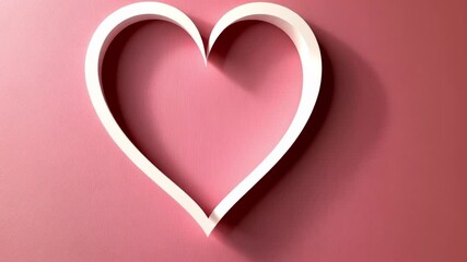 Poster - A delicate three-dimensional heart is displayed against a smooth pink backdrop, creating a visually appealing symbol of love and romance ideal for Valentine's Day.