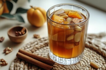 Wall Mural - Autumn Spiced Pumpkin Drink with Nuts