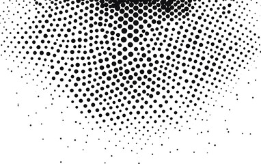 grainy grunge stippled black halftone vector dots forming a textured pattern on a white background. 