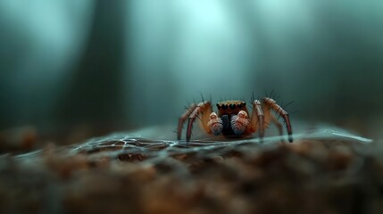 Intricate webbing of a spider s territory densely woven silk threads glimmering in the light marked by its pheromone trails creating a complex geometric pattern