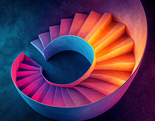 Canvas Print - Colorful Spiral Staircase