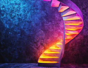 Canvas Print - Neon Spiral Staircase