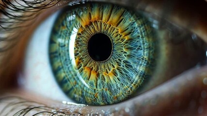 Leinwandbilder - A striking close-up reveals an eye showcasing complex patterns and vivid colors.