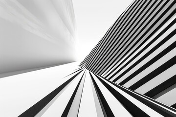 Fototapete - Exploring a modern architectural corridor with geometric patterns and long shadows during daylight hours