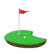 © grimgram - Golf Ball On Golf Course with Flagstick Pin Near Hole Cartoon Color Illustration Icon