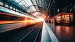 © Coffee Cafe Lover - Train Station at Sunset with Motion Blur and Modern Architecture