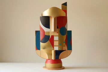 Aufkleber - Colorful abstract sculpture displays geometric shapes and playful design elements in a modern art style