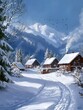 © Agus - Snowy Village nestled in a majestic mountain range