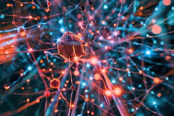 Leinwandbilder - Complex network of interconnected nodes showcasing intricate design and structure in a digitally inspired environment