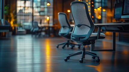 Wall Mural - Modern office chairs in a stylish workspace.