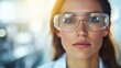 © yusufadi - Portrait of a female scientist wearing safety glasses in a laboratory setting
