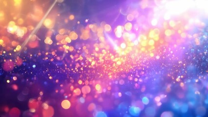 Wall Mural - pink and blue bokeh lights with particles on dark background. abstract celebration content