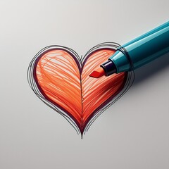 Wall Mural - heart with pen