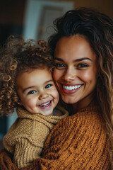 Wall Mural - A woman holding a smiling child in her arms