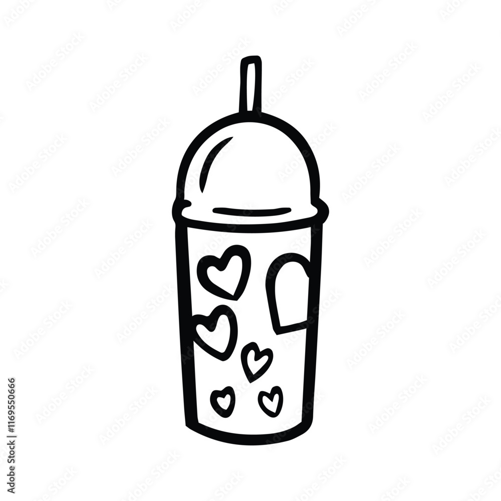 Boba Tea or Bubble Tea Icon Hand Drawn Black and White Thick Lines SVG ...