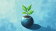 © Thiago - Um globo com uma planta crescendo dentro dele, adequado para uso em ambientes educacionais ou ambientais. Crescendo. Illustration