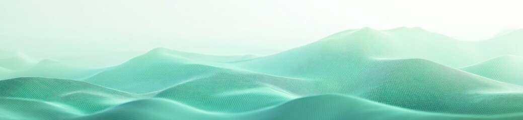 Poster - Abstract teal mountain range, soft focus, dreamy landscape.