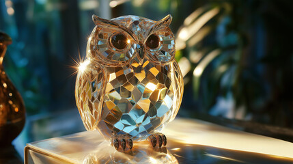 owl shiny brilliant shaped crystal isolated on 3 d awesome background