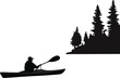 © Smart Design - silhouette of a fisherman fishing on a boat vector art illustration isolated on transparent background.