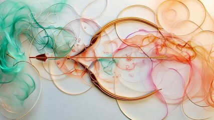 Poster - This artistic representation of love with vibrant swirls, an arrow, and soft colors evoking romance.