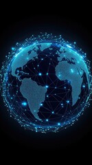 Global social media network connection on planet earth globe. Internet technology and online information data exchange
