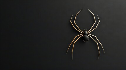 Wall Mural -   A large brown spider rests atop a dark wall, its eight black legs sprawled out in the web around a central black ball