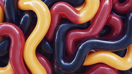 Abstract image of intertwined glossy colorful tubes