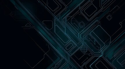 Abstract technological background featuring luminous blue circuit board patterns on dark backdrop. Ideal for tech, cybersecurity, and digital transformation concepts.