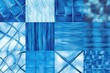 © evgenia_lo - Grid of blue glass blocks showcases diverse textures ideal for modern interior design projects