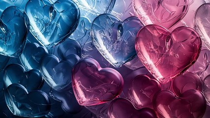 Poster - This Colorful blue and pink hearts set a romantic mood for Valentines Day.