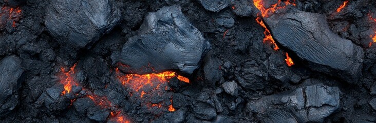 The glowing surface of the burned charcoal. Abstract natural phenomenon.The fiery surface of the ashed coals. An abstract scene in nature.Abstract nature captured in the glowing face of burned